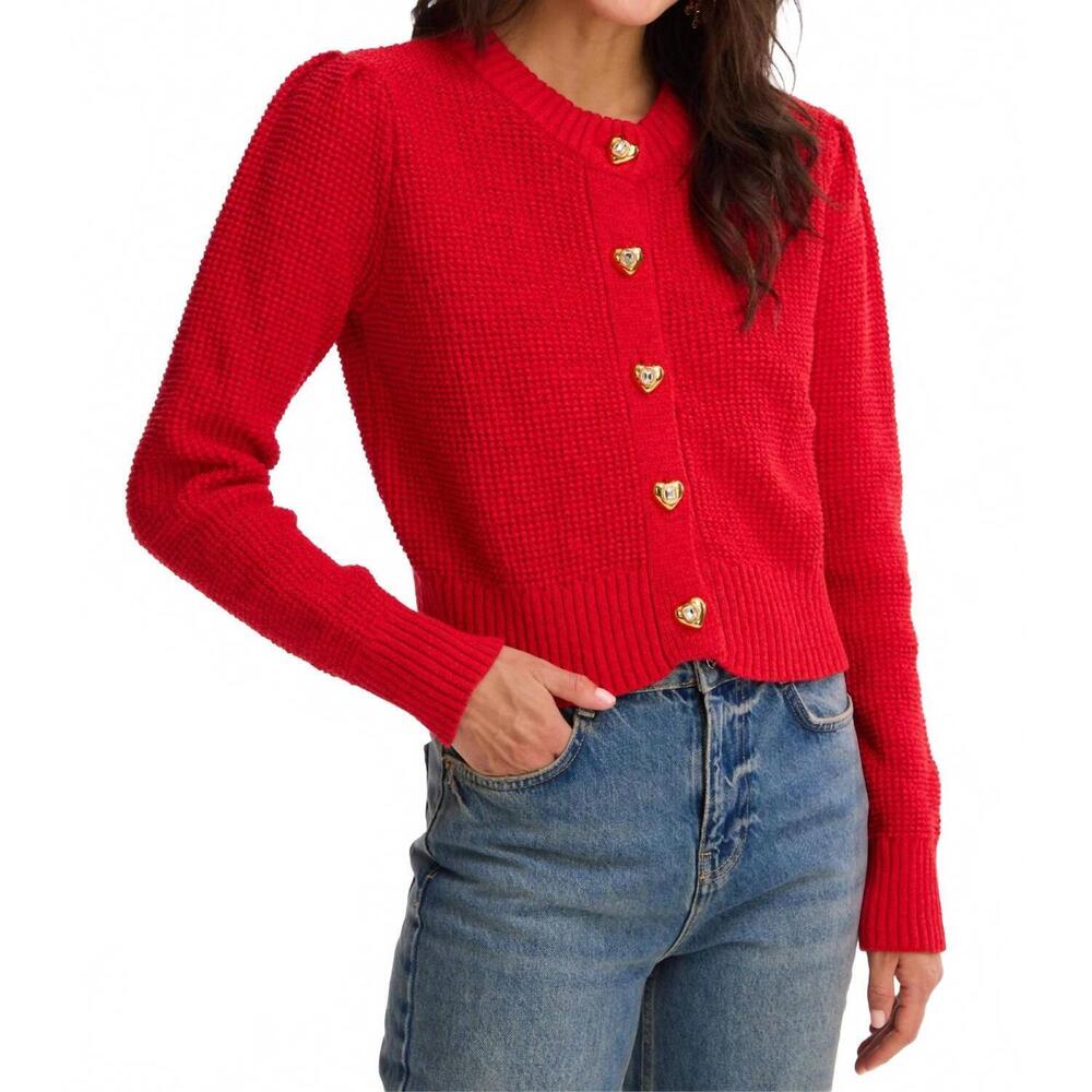 NEW ALLISON NEW YORK hearts gia cardigan in red